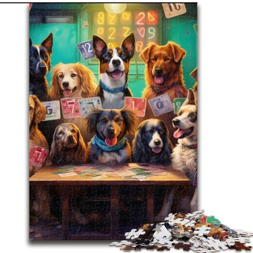 Puzzle für Erwachsene, 1000 Teile, Hunde Spielen Poker, Puzzle, Spiel für Erwachsene, Geschenk, interaktives Familienspiel, Gehirn-Herausforderung, Geschenk (Größe: 50x75cm) von LGSHENG