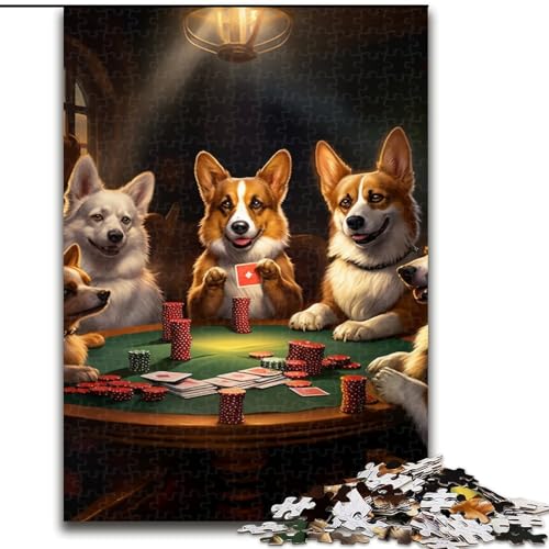 Puzzle für Erwachsene, 1000 Teile, Hunde Spielen Poker, anspruchsvolles Denkspiel, Familienaktivität, Heimdekoration, (Größe: 50x75cm) von LGSHENG