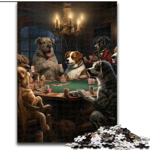 Puzzle für Erwachsene, 1000 Teile, Hunde Spielen Poker, anspruchsvolles Denkspiel für Teenager, perfekt als Heimdekoration oder Geschenk (Größe: 26x38cm) von LGSHENG