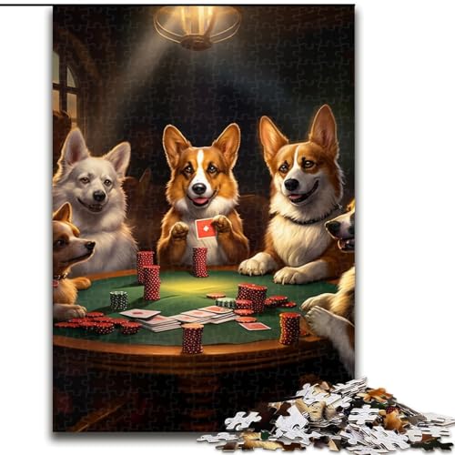 Puzzle für Erwachsene, 1000 Teile, Hunde Spielen Poker, anspruchsvolles Denkspiel für Teenager, perfekt als Heimdekoration oder Geschenk (Größe: 26x38cm) von LGSHENG