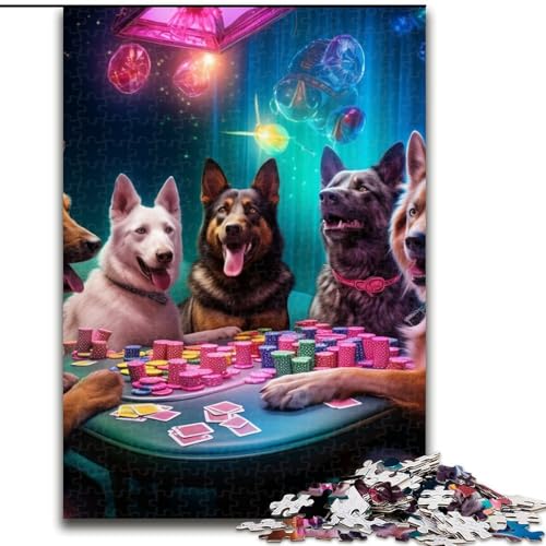 Puzzle für Erwachsene, 1000 Teile, Hunde Spielen Poker, ideal für Teenager und Sammler, Reisegeschenk, Familienaktivität (Größe: 26x38cm) von LGSHENG