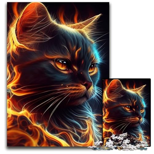Puzzle für Erwachsene, 1000 Teile, Katzen-, Feuer- und Tiergesichts-Puzzle, farbenfrohe Heimdekoration und interaktives Familienspiel, 50x75cm von LGSHENG