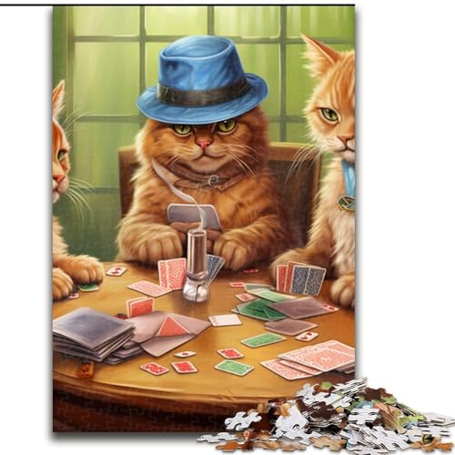 Puzzle für Erwachsene, 1000 Teile, Katzen Spielen Poker, interaktives Familienspiel, Familienaktivitätsspiel (Größe: 26x38cm) von LGSHENG