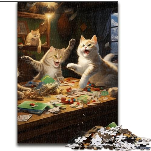 Puzzle für Erwachsene, 1000 Teile, Katzen Spielen Poker, perfekt für Teenager und Familienspaß, Geburtstag (Größe: 26x38cm) von LGSHENG