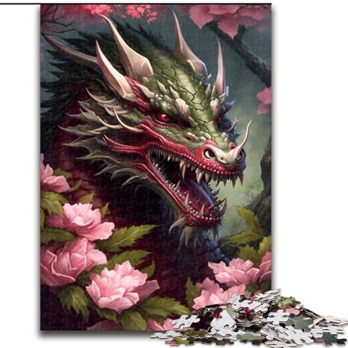 Puzzle für Erwachsene, 1000 Teile, Kirschblütenbaum-Drachen-Puzzle, Familienaktivitätsspiel für Teenager, anspruchsvolles Denkspiel (Größe: 26x38cm) von LGSHENG