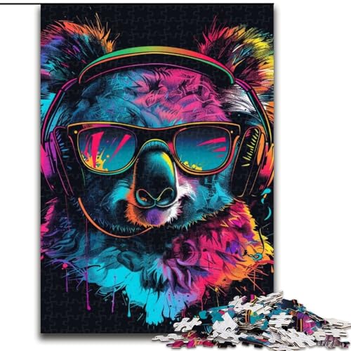 Puzzle für Erwachsene, 1000 Teile, Koala mit Kopfhörern und Sonnenbrille, anspruchsvolles Denkspiel für Teenager, Spaß für den Spieleabend mit der Familie (Größe: 50x75cm) von LGSHENG