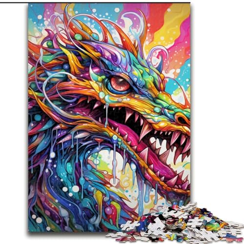 Puzzle für Erwachsene, 1000 Teile, Kunst, Fliegende Drachen, anspruchsvolles Denkspiel, Familienaktivität, Heimdekoration, (Größe: 50x75cm) von LGSHENG