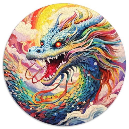 Puzzle für Erwachsene, 1000 Teile, Kunst, Fliegende Drachen, rund, interaktives Familienspiel, Denksportaufgabe, Geschenk, Lernspielzeug (67,5 x 67,5 cm) von LGSHENG