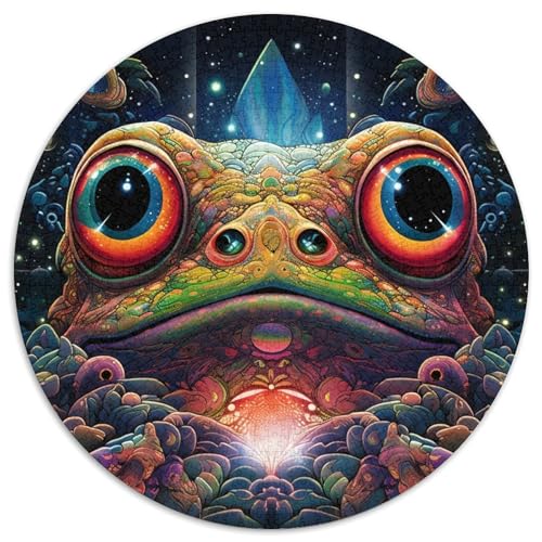 Puzzle für Erwachsene, 1000 Teile, Kunst, Tier, Frosch, rund, Papierpuzzle, interaktives Familienspiel, Denksportaufgabe, Geschenk, Lernspielzeug (67,5 x 67,5 cm) von LGSHENG