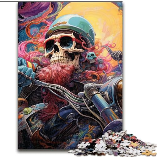 Puzzle für Erwachsene, 1000 Teile, Kunst, Totenkopf-Motorrad-Puzzle, anspruchsvolles Denkspiel, Familienaktivität, Heimdekoration, (Größe: 26x38cm) von LGSHENG