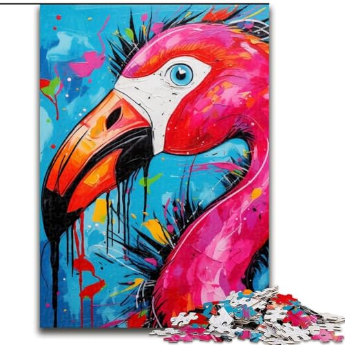 Puzzle für Erwachsene, 1000 Teile, Kunst, psychedelisches Flamingo-Puzzle, anspruchsvolles Denkspiel für Teenager, perfekt als Heimdekoration oder Geschenk (Größe: 50x75cm) von LGSHENG