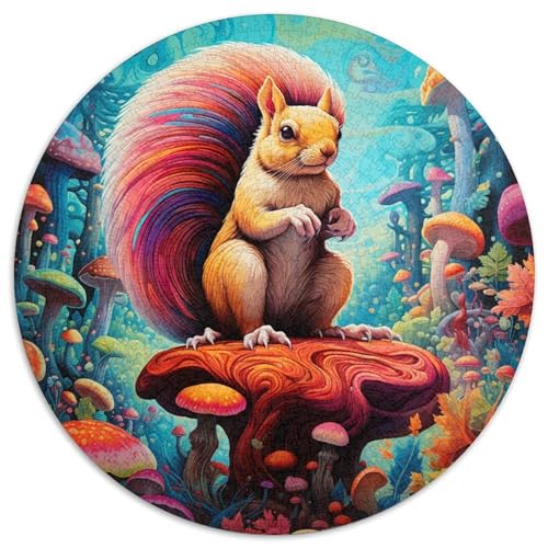 Puzzle für Erwachsene, 1000 Teile, Kunst, süßes Eichhörnchen, rund, interaktives Familienspiel, Denksportaufgabe, Geschenk, Lernspielzeug (67,5 x 67,5 cm) von LGSHENG