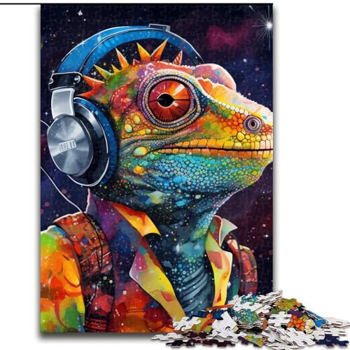 Puzzle für Erwachsene, 1000 Teile, Kunst-Chamäleon-Puzzle, Familienaktivitätsspiel für Teenager, anspruchsvolles Denkspiel (Größe: 26x38cm) von LGSHENG