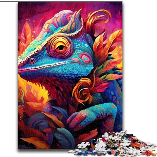 Puzzle für Erwachsene, 1000 Teile, Kunst-Chamäleon-Puzzle, Familienbindungsaktivität, einzigartiges Geschenk für Feiertage und Geburtstage (Größe: 26x38cm) von LGSHENG