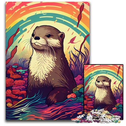 Puzzle für Erwachsene, 1000 Teile, Otter-Regenbogen-Puzzle für Erwachsene, hochschwieriges Denkspiel für Jugendliche, 26x38cm von LGSHENG