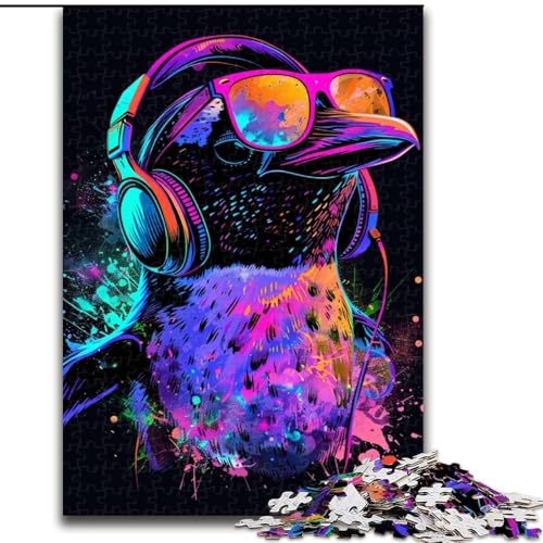 Puzzle für Erwachsene, 1000 Teile, Pinguin mit Kopfhörern, Puzzle, perfekt für Familienspaß an Weihnachten, Thanksgiving, Geburtstagen und Ostern (Größe: 50x75cm) von LGSHENG