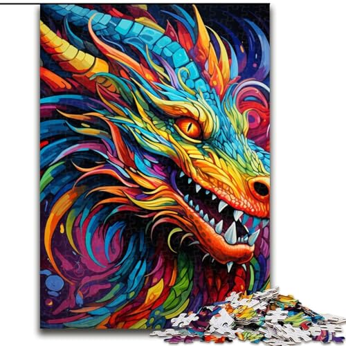 Puzzle für Erwachsene, 1000 Teile, Psychedelic Art Dragon Puzzle, kreatives Familienspiel und Heimdekoration, Teenager (Größe: 26x38cm) von LGSHENG