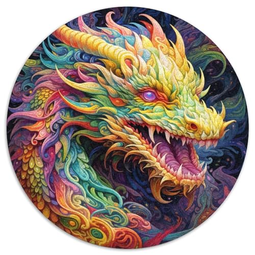 Puzzle für Erwachsene, 1000 Teile, Psychedelischer Kunstdrache, rundes Papierpuzzle, interaktives Familienspiel, Denksportaufgabe als Geschenk, Lernspielzeug (67,5 x 67,5 cm) von LGSHENG