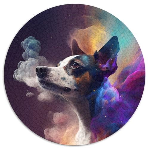 Puzzle für Erwachsene, 1000 Teile, Rat Terrier, rund, interaktives Familienspiel, Denksportaufgabe, Lernspielzeug, 67,5 x 67,5 cm Puzzle für Erwachsene, 1000 Teile, Rat Terrier, rund, interaktives Familienspiel, Denksportaufgabe, Lernspielzeug, 67,5 x 67,5 cm von LGSHENG