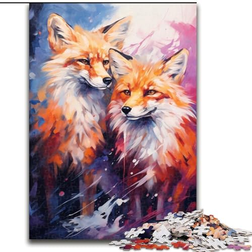Puzzle für Erwachsene, 1000 Teile, Rotfüchse, Malen, interaktives Familienspiel, DIY-Heimdekor, Gehirn-Herausforderung, Geschenk (Größe: 26x38cm) von LGSHENG