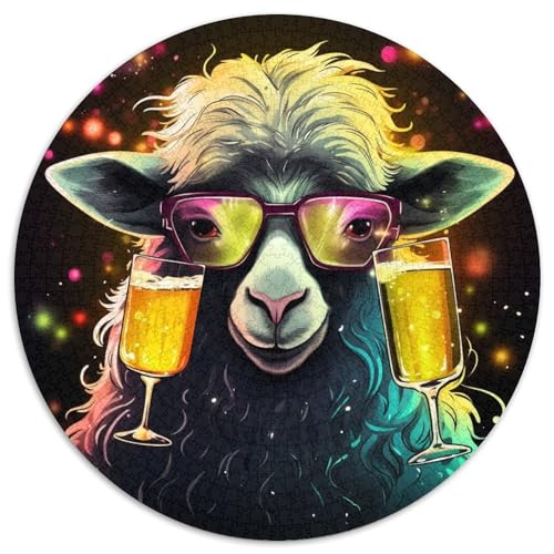 Puzzle für Erwachsene, 1000 Teile, Schaf trinkt Bier, runde Puzzles, interaktives Familienspiel, Gehirn-Herausforderung, Lernspielzeug, 67,5 x 67,5 cm Puzzle für Erwachsene, 1000 Teile, Schaf trinkt Bier, runde Puzzles, interaktives Familienspiel, Gehirn-Herausforderung, Lernspielzeug, 67,5 x 67,5 cm von LGSHENG