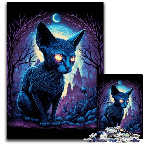 Puzzle für Erwachsene, 1000 Teile, Schwarzlicht-Katzen-Puzzle für Erwachsene, hochschwieriges Denkspiel für Jugendliche, 50x75cm Puzzle für Erwachsene, 1000 Teile, Schwarzlicht-Katzen-Puzzle für Erwachsene, hochschwieriges Denkspiel für Jugendliche, 50x75cm von LGSHENG