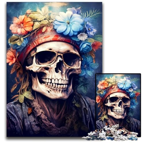 Puzzle für Erwachsene, 1000 Teile, Soulful Harmony Skull, Unmögliches Puzzle für Erwachsene, Ideal für Familienspaß, Entspannung, 50x75cm von LGSHENG