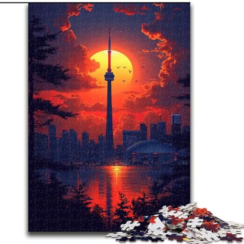Puzzle für Erwachsene, 1000 Teile, Stadt bei Sonnenuntergang, ideal für Verliebte, perfektes Weihnachts-, Neujahrs- oder Valentinstagsgeschenk (Größe: 26x38cm) von LGSHENG