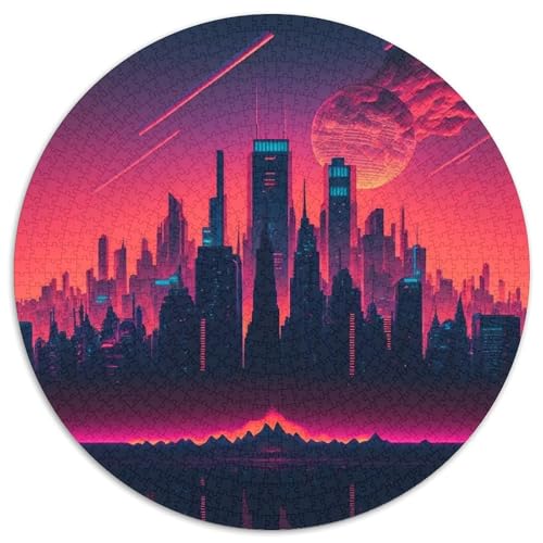Puzzle für Erwachsene, 1000 Teile, Synthwave City, rund, Denksportspiel, interaktives Familienspiel, geeignet für Kinder ab 14 Jahren, 67,5 x 67,5 cm Puzzle für Erwachsene, 1000 Teile, Synthwave City, rund, Denksportspiel, interaktives Familienspiel, geeignet für Kinder ab 14 Jahren, 67,5 x 67,5 cm von LGSHENG