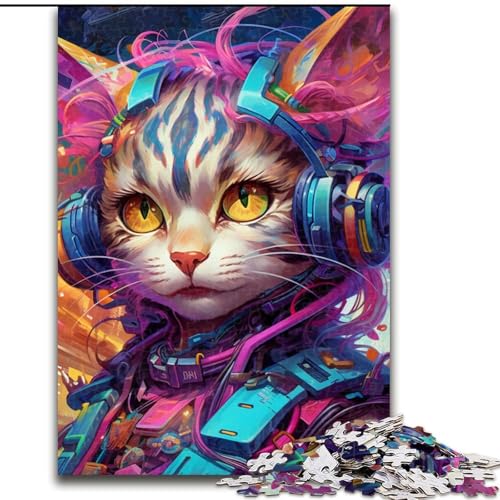 Puzzle für Erwachsene, 1000 Teile, Techno Cat Puzzle, Denksportspiel für Teenager, Familienspieleabend (Größe: 26x38cm) von LGSHENG