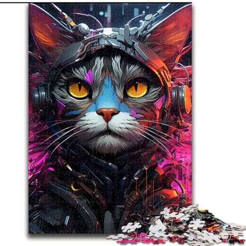 Puzzle für Erwachsene, 1000 Teile, Techno-Cat-Puzzle, anspruchsvolles Denkspiel für Teenager, Spaß für den Spieleabend mit der Familie (Größe: 26x38cm) von LGSHENG