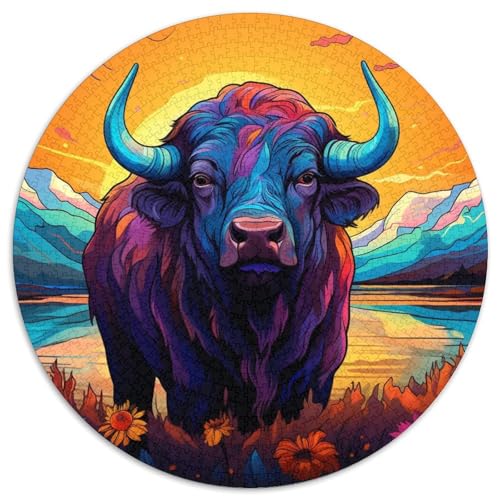 Puzzle für Erwachsene, 1000 Teile, Tier-Büffel, 1000-teiliges Puzzle für Erwachsene, ideales Weihnachts- oder Geburtstagsgeschenk, Partyspiel-Spielzeug (67,5 x 67,5 cm) von LGSHENG