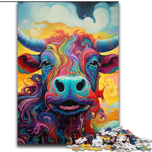 Puzzle für Erwachsene, 1000 Teile, Tier-Büffel-Puzzle, anspruchsvolles Denkspiel für Teenager, Spaß für den Familienspieleabend (Größe: 26x38cm) von LGSHENG