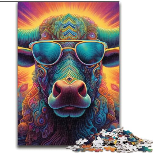 Puzzle für Erwachsene, 1000 Teile, Tier-Büffel-Puzzle, anspruchsvolles Denkspiel für Teenager, perfekt als Heimdekoration oder Geschenk (Größe: 26x38cm) von LGSHENG