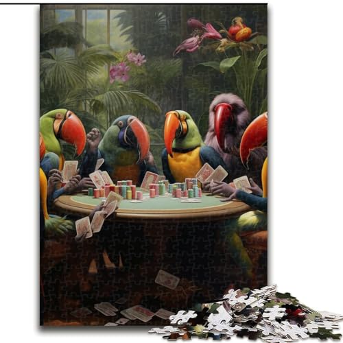 Puzzle für Erwachsene, 1000 Teile, Tiere Spielen Poker, Heimaktivität für Feiertage, Geburtstage und Familienspieleabende (Größe: 26x38cm) von LGSHENG