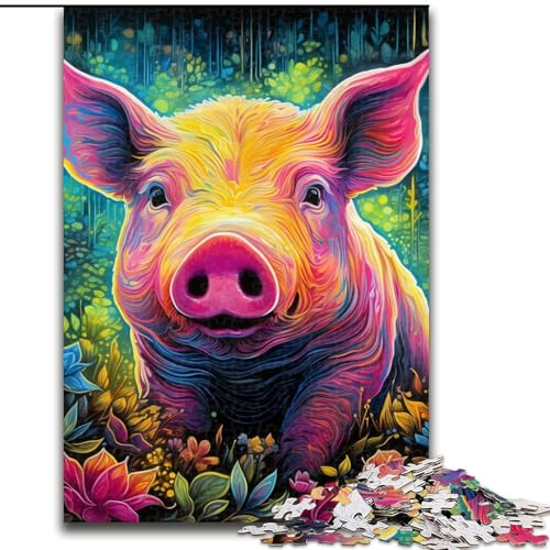 Puzzle für Erwachsene, 1000 Teile, Tierkunst, Schweine-Puzzle, anspruchsvolles Denkspiel für Teenager, Spaß für den Familienspieleabend (Größe: 26x38cm) von LGSHENG