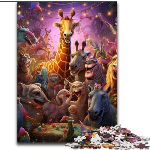 Puzzle für Erwachsene, 1000 Teile, Tierparty-Puzzle, anspruchsvolles DIY-Dekorationsspiel, interaktives Familienspielzeug (Größe: 26x38cm) von LGSHENG