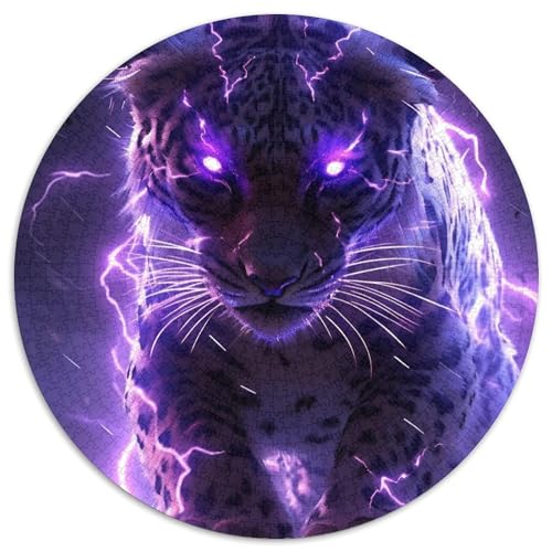 Puzzle für Erwachsene, 1000 Teile, Tiger, rund, Papierpuzzle, interaktives Familienspiel, Denksportaufgabe, Geschenk, Lernspielzeug (67,5 x 67,5 cm) von LGSHENG