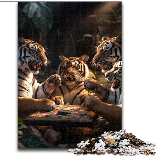 Puzzle für Erwachsene, 1000 Teile, Tiger Poker Puzzle, anspruchsvolles Denkspiel für Teenager, Spaß für den Familienspieleabend (Größe: 50x75cm) von LGSHENG