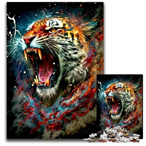 Puzzle für Erwachsene, 1000 Teile, Tiger-Puzzle, farbenfrohe Heimdekoration und interaktives Familienspiel, 26x38cm von LGSHENG