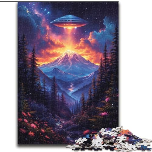 Puzzle für Erwachsene, 1000 Teile, UFO in den Bergwolken, anspruchsvolles Denkspiel, Familienaktivität, Heimdekoration, (Größe: 26x38cm) von LGSHENG