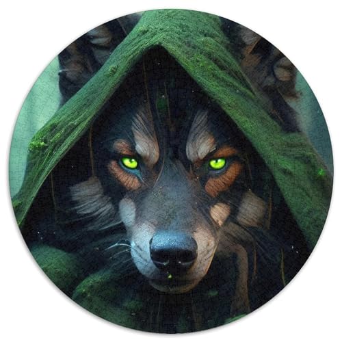 Puzzle für Erwachsene, 1000 Teile, Wolf, rund, Papierpuzzle, interaktives Familienspiel, Denksportaufgabe, Geschenk, Lernspielzeug (67,5 x 67,5 cm) von LGSHENG