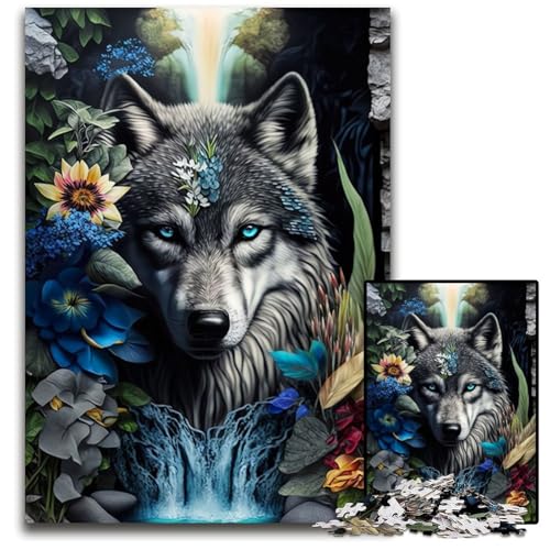 Puzzle für Erwachsene, 1000 Teile, Wolf im Mandala-Dschungel, Puzzle für Erwachsene, hochschwieriges Denkspiel für Jugendliche, 26x38cm von LGSHENG