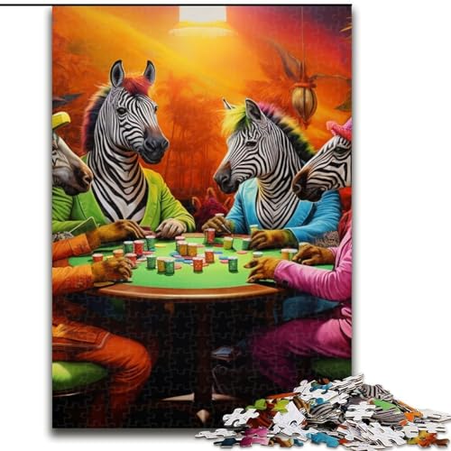 Puzzle für Erwachsene, 1000 Teile, Zebra-Poker-Puzzle, Spielgeschenk für Erwachsene, interaktives Familienspiel, Gehirn-Herausforderungsgeschenk (Größe: 50x75cm) von LGSHENG