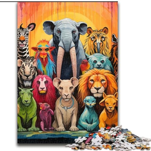 Puzzle für Erwachsene, 1000 Teile, afrikanische Tiere, anspruchsvolles DIY-Dekorationsspiel, interaktives Familienspielzeug (Größe: 50x75cm) von LGSHENG