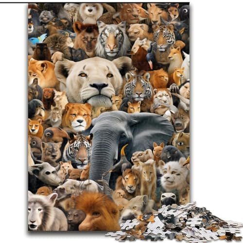 Puzzle für Erwachsene, 1000 Teile, afrikanische Tiere, anspruchsvolles Denkspiel für Teenager, Spaß für den Familienspieleabend (Größe: 50x75cm) von LGSHENG