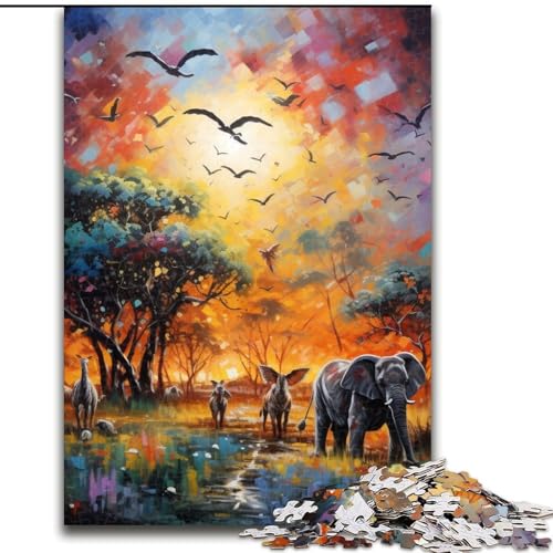 Puzzle für Erwachsene, 1000 Teile, afrikanische Tiere, anspruchsvolles Denkspiel für Teenager, perfekt als Heimdekoration oder Geschenk (Größe: 26x38cm) von LGSHENG