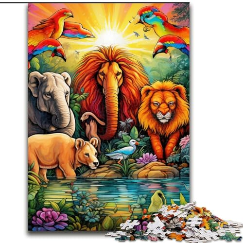 Puzzle für Erwachsene, 1000 Teile, afrikanische Tiere, interaktives Familienspiel, ideal für Teenager, Denksportaufgabe als Geschenk (Größe: 26x38cm) von LGSHENG