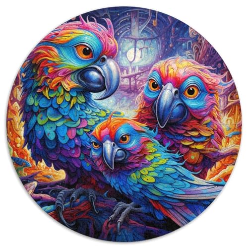 Puzzle für Erwachsene, 1000 Teile, bunter Papagei, rund, interaktives Familienspiel, Denksportaufgabe, Geschenk, Lernspielzeug (67,5 x 67,5 cm) von LGSHENG