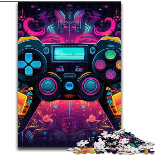 Puzzle für Erwachsene, 1000 Teile, buntes Gamepad-Puzzle, anspruchsvolles DIY-Dekorationsspiel, interaktives Familienspielzeug (Größe: 26x38cm) von LGSHENG